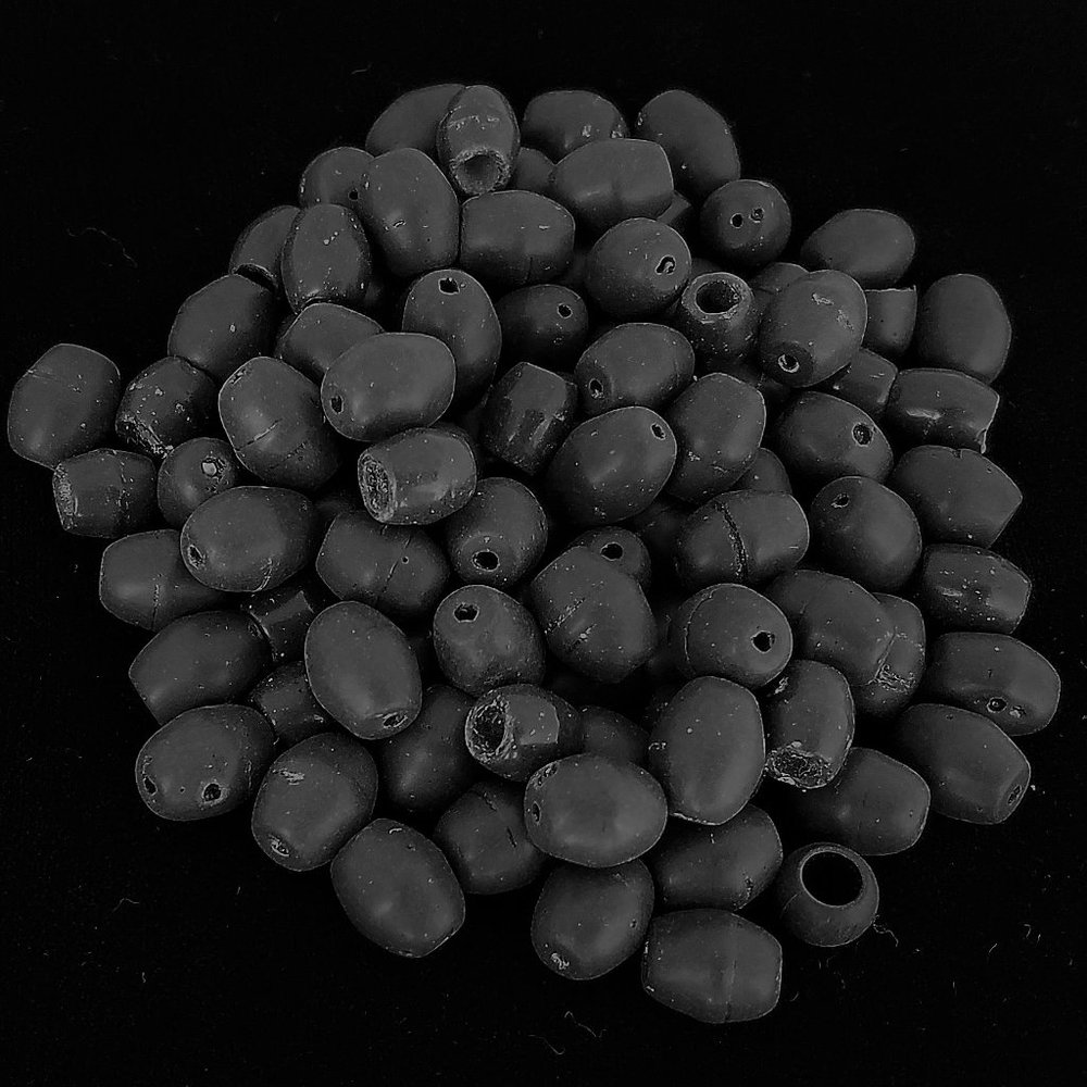 110+ BEADS Black Ceramic Cylinder 9-11 mm barrel bundle lot set handmade - Picture 3 of 6